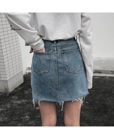 New Summer Skirt Casual Big Size Jeans Women's A-line Short Skirt High Waist Denim Vintage Tassel Female Clothing Hole $42.42...