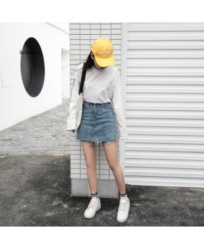 New Summer Skirt Casual Big Size Jeans Women's A-line Short Skirt High Waist Denim Vintage Tassel Female Clothing Hole $42.42...