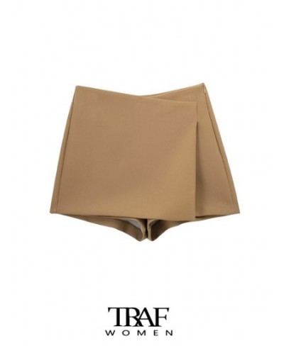 Women Fashion Pareo Style Asymmetric Shorts Skirts Vintage High Waist Side Zipper Female Skort Mujer $32.21 - Bottoms