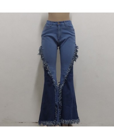 Women's Zipper Splice Tassel Flare Jeans 2023 Vintage INS Fashion Street Wide Leg Jeans Women's Bottom $52.03 - Jeans