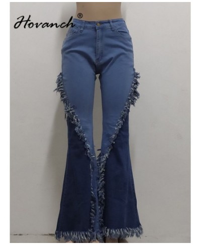 Women's Zipper Splice Tassel Flare Jeans 2023 Vintage INS Fashion Street Wide Leg Jeans Women's Bottom $52.03 - Jeans