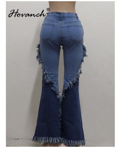 Women's Zipper Splice Tassel Flare Jeans 2023 Vintage INS Fashion Street Wide Leg Jeans Women's Bottom $52.03 - Jeans