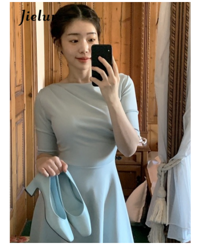 Summer Elagant Dresses Women French Designer Solid Office Midi Dress Female Casual Slim Fit High Waist Korean Dress Lady $46....