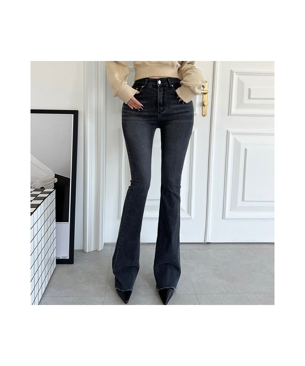 Vintage Gray Wide Leg Pants Women 2023 Chic High Waisted Elastic Denim Ladies Jeans Bell Summer Korean Elegant Length Bottoms...