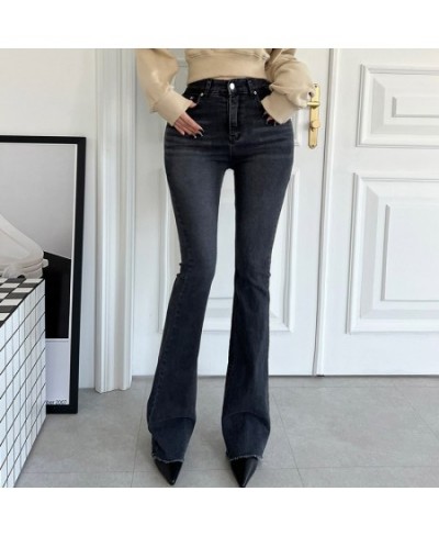 Vintage Gray Wide Leg Pants Women 2023 Chic High Waisted Elastic Denim Ladies Jeans Bell Summer Korean Elegant Length Bottoms...