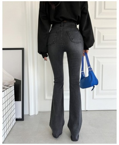 Vintage Gray Wide Leg Pants Women 2023 Chic High Waisted Elastic Denim Ladies Jeans Bell Summer Korean Elegant Length Bottoms...