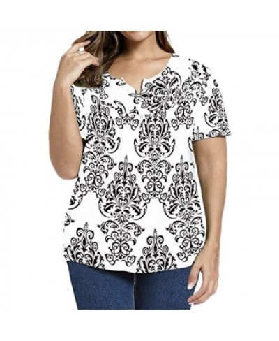 Women Short Sleeve Floral Print Plus Size T Shirt 2022 Summer Casual Loose Button Tshirt Fashion Female Tees Top Oversized $3...