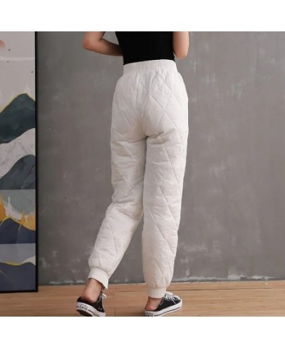 Elastic Waist Cotton Padded Down Pants For Women Solid Colors Casual Trousers Warm Winter Thick Harem Pants Oversized $30.67 ...