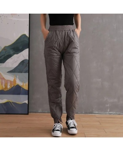 Elastic Waist Cotton Padded Down Pants For Women Solid Colors Casual Trousers Warm Winter Thick Harem Pants Oversized $30.67 ...