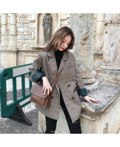 Women Outerwear Plaid Pocket Loose Long Sleeve Wool Coat Overcoat Autum Ladies Coat Women 2022 Winter Warmth Cotton Long Casu...