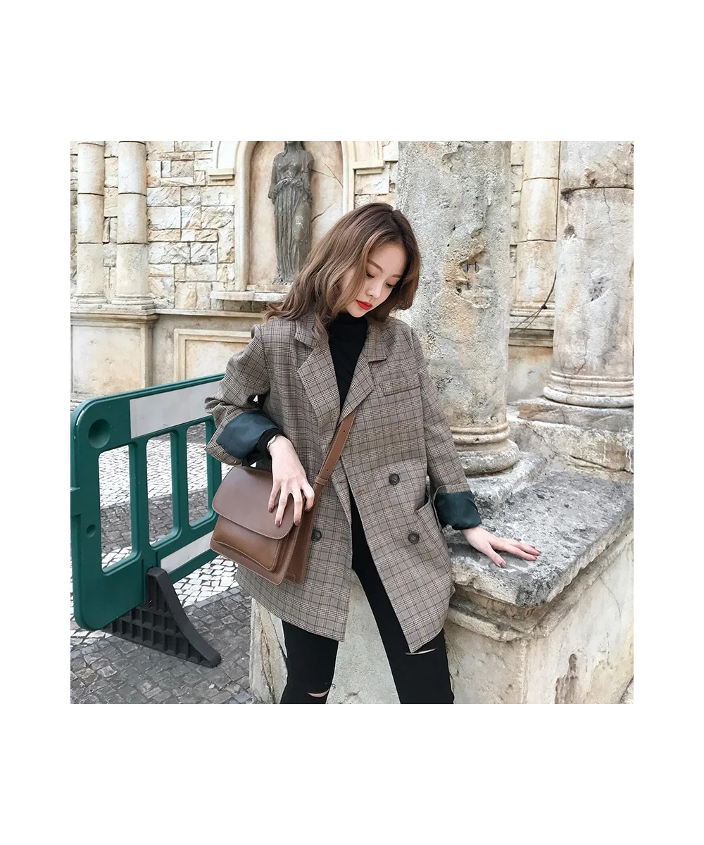 Women Outerwear Plaid Pocket Loose Long Sleeve Wool Coat Overcoat Autum Ladies Coat Women 2022 Winter Warmth Cotton Long Casu...