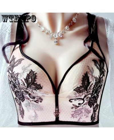 New Large Size Exquisite Embroidered Bra Plus Size Women Gorge Push Up Thin Full Cup Bust Underwear Light Color D E Cup Lace ...