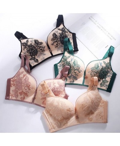 New Large Size Exquisite Embroidered Bra Plus Size Women Gorge Push Up Thin Full Cup Bust Underwear Light Color D E Cup Lace ...