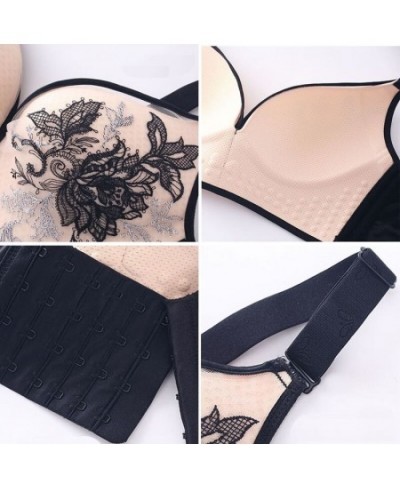 New Large Size Exquisite Embroidered Bra Plus Size Women Gorge Push Up Thin Full Cup Bust Underwear Light Color D E Cup Lace ...