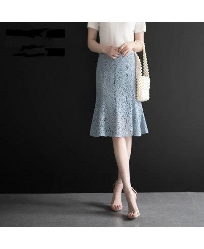 2023 Women Spring Summer New Fashion Lace Solid Color Skirts Female High Waist Mermaid Skirts Ladies Midi Long Slim Skirts Ju...