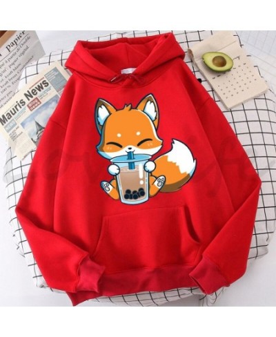 Fashion Boba Milk Tea Hoodies Korean Style Women Clothes Kawaii Sweatshirt Vintage Cartoon Fox Graphic Hoodie Harajuku $34.30...