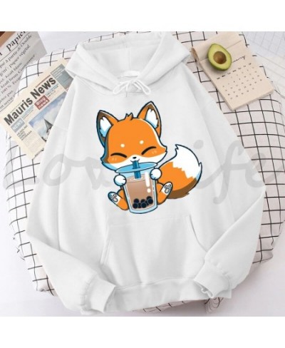 Fashion Boba Milk Tea Hoodies Korean Style Women Clothes Kawaii Sweatshirt Vintage Cartoon Fox Graphic Hoodie Harajuku $34.30...