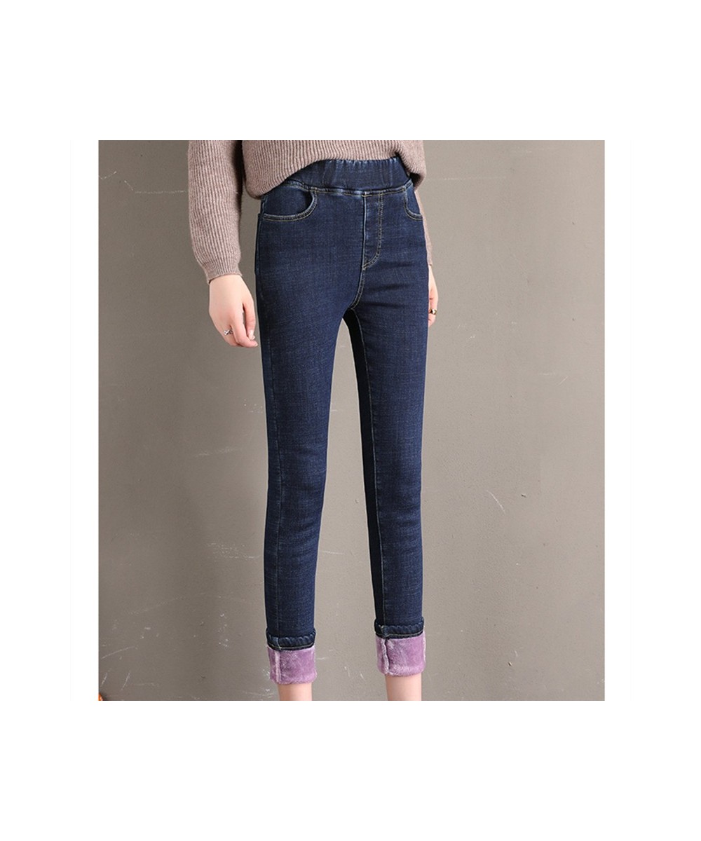 New Elastic Waist Skinny Fleece Jeans Velvet Thick Winter Woman Stretch Warm Pencil Pants Casual Comfortable Denim Trousers $...