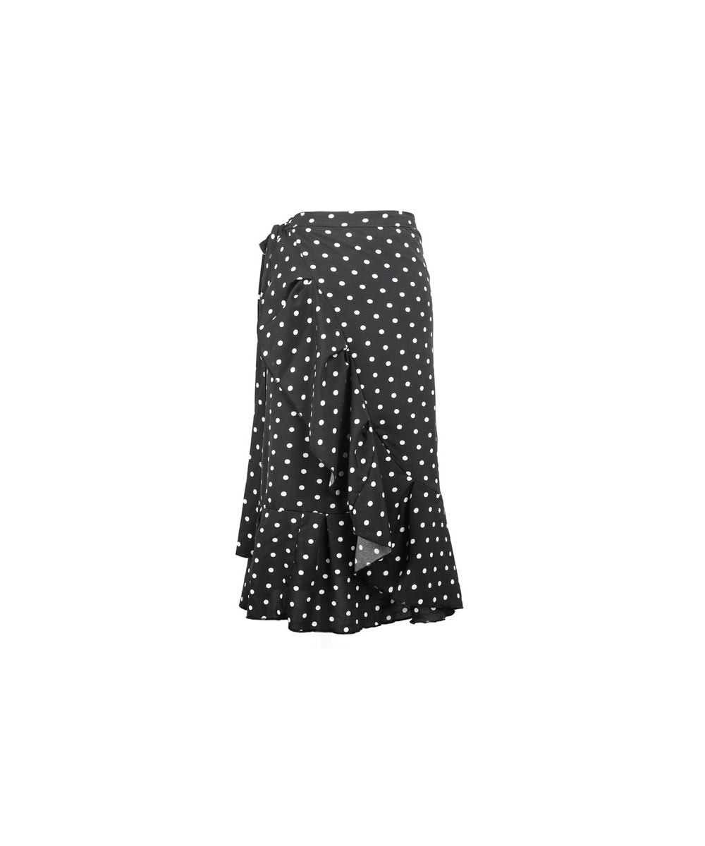 Polka Dot Ripple Chiffon Skirt Summer Women's Wrap Skirt High Waist Mermaid Skirt One-Piece Irregular Ruffled Lace-Up Skirt $...