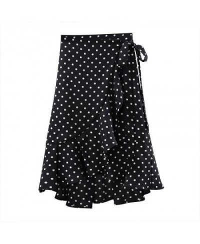 Polka Dot Ripple Chiffon Skirt Summer Women's Wrap Skirt High Waist Mermaid Skirt One-Piece Irregular Ruffled Lace-Up Skirt $...