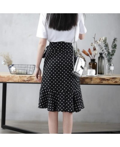 Polka Dot Ripple Chiffon Skirt Summer Women's Wrap Skirt High Waist Mermaid Skirt One-Piece Irregular Ruffled Lace-Up Skirt $...