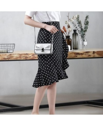 Polka Dot Ripple Chiffon Skirt Summer Women's Wrap Skirt High Waist Mermaid Skirt One-Piece Irregular Ruffled Lace-Up Skirt $...