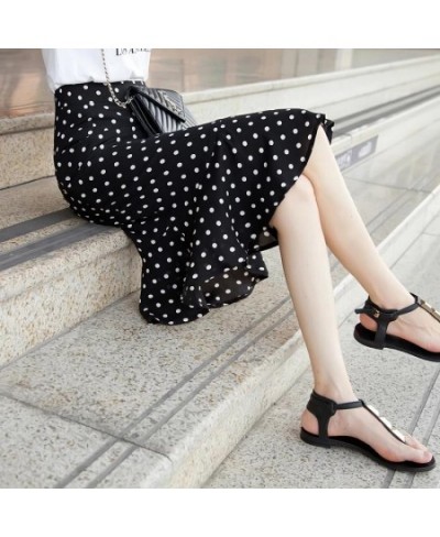 Polka Dot Ripple Chiffon Skirt Summer Women's Wrap Skirt High Waist Mermaid Skirt One-Piece Irregular Ruffled Lace-Up Skirt $...