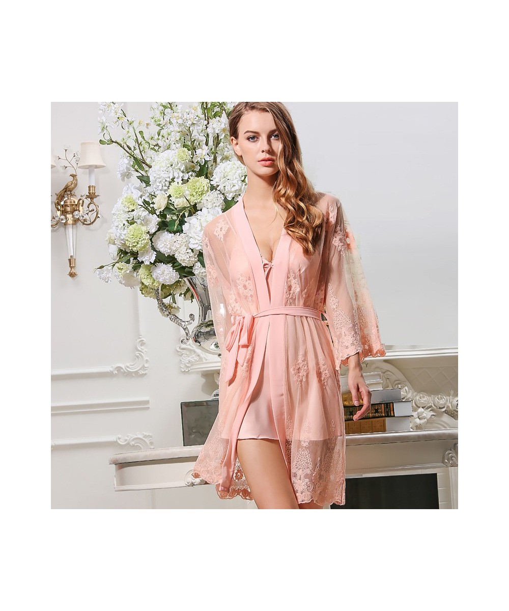 Embroidery Sexy Women Robe Set Rayon Women Bathrobe V-Neck With Pad Nightgown Plus Size Women Cardigans $39.54 - Sleepwears