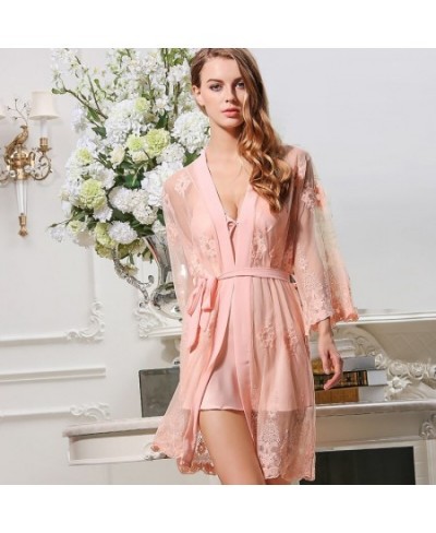 Embroidery Sexy Women Robe Set Rayon Women Bathrobe V-Neck With Pad Nightgown Plus Size Women Cardigans $39.54 - Sleepwears