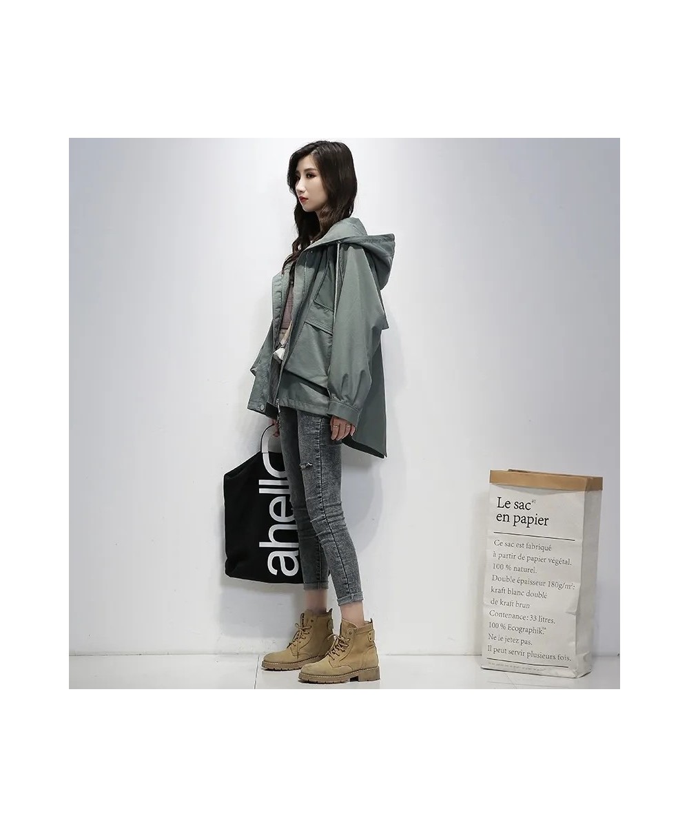 Women Mid-Length Windbreaker 2022 Spring Autumn New Korean Loose Bf Short Basic Jacket Hooded Casual Trench Coat Harajuku $63...