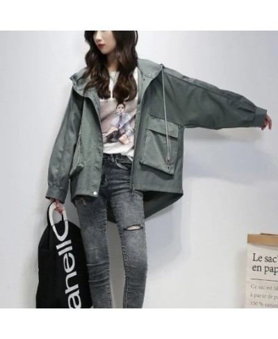 Women Mid-Length Windbreaker 2022 Spring Autumn New Korean Loose Bf Short Basic Jacket Hooded Casual Trench Coat Harajuku $63...