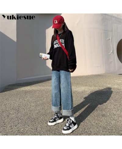 Autumn Korean Fashion Vintage High Waist Loose Jeans Metal Buckle Wide Leg Women's Jeans Loose Casual Streetwear Straight Jea...