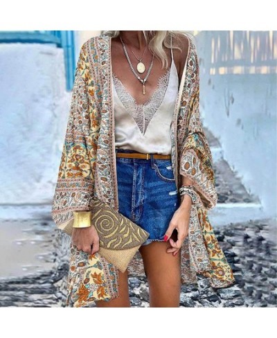 Bohemian Casual Cloak Cardigan for Swimsuit woman 2023 Summer Beach Swimwear Smock Tops Long Sleeved Female Clothing $31.15 -...