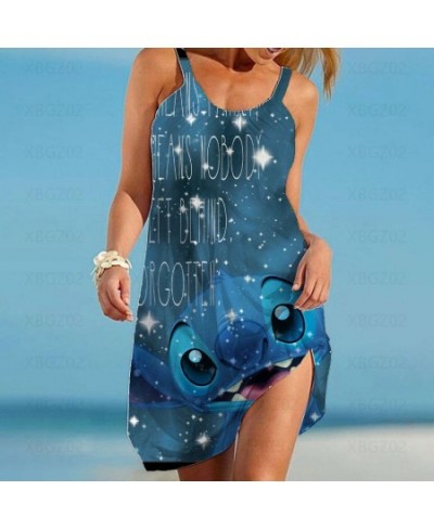 Beach Dress Y2k Loose Elegant Dresses for Women 2022 Party Cartoon Sexy Woman Clothes Robe Stitch Sling Sleeveless Printed Bo...