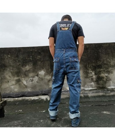 Men's Denim Overalls Men's Overalls Jumpsuit Large Size Strap Straight Blue Jeans With 7 Pockets More sizes 30-48 50 $92.74 -...