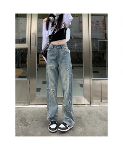 Pants Y2k Star Patchwork Jeans Women Streetwear Low Rise Straight Leg Denim Cargo Pants Baggy Harajuku Vintage Casual Jean 90...