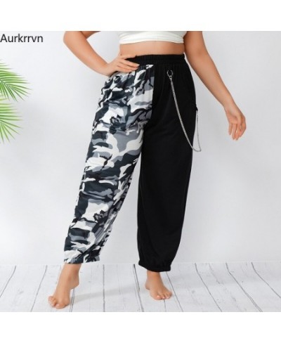 Plus Size Pants Full 2022 Summer Women's Pants Casual Loose Elastic Waist Length Disruptive Pattern Patchwork Big Size Pants ...