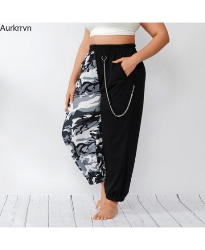 Plus Size Pants Full 2022 Summer Women's Pants Casual Loose Elastic Waist Length Disruptive Pattern Patchwork Big Size Pants ...