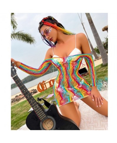 Crochet Knitted Mini Dress Hollow Out Colors One Piece Bikinis Shorts Sexy Beach Summer Dress Bathing Suit Skirt $32.96 - Swi...