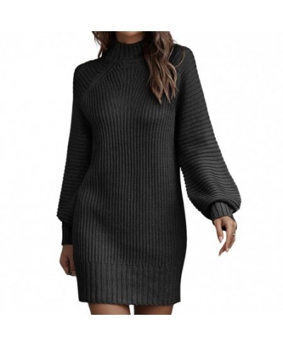 Women Dress Thick Stretchy Coldproof Temperament Ribbed Sexy Slim Knitted Pencil Dress Sweater Dress for School $49.35 - Dresses