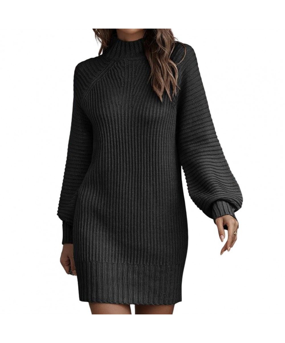 Women Dress Thick Stretchy Coldproof Temperament Ribbed Sexy Slim Knitted Pencil Dress Sweater Dress for School $49.35 - Dresses