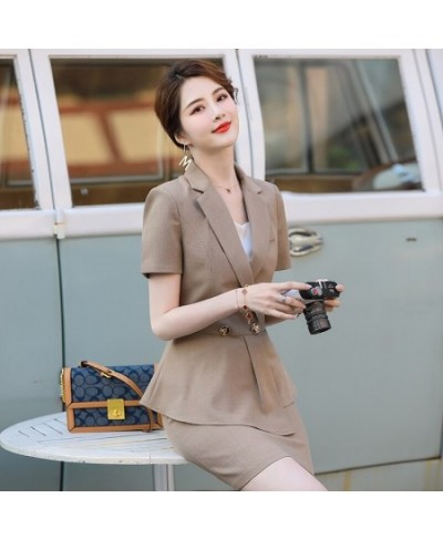 Summer Short Sleeve Formal rofessional Women Business Suits with Skirt and Tops OL Styles Ladies Office Career Blazers Set $9...