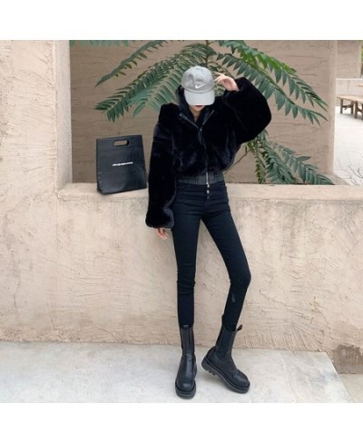 Women Faux Rabbit Fur Coat Faux Fur Bomber Jacket Short Artificial Fur Hooded Warm Winter Parka Cardigan Cropped Fluffy Tops ...