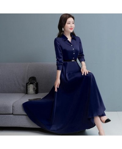 Elegant Fashion New Office Lady Solid Color Turn-down Collar Dresses Empire Long Sleeved Slim Belt Women's Clothing 2022 $39....