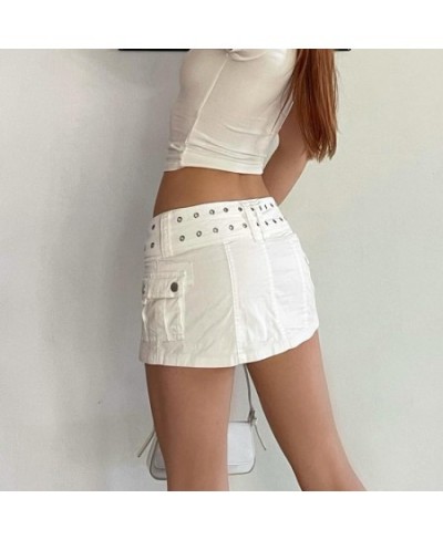 Women Kawaii Harajuku Streetwear Y2K Hot Girl Low Waist Jeans Short Skirts E-girl Vintage Denim Mini Skirts With Sashes Sexy ...