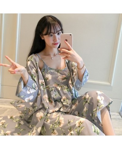 Gown Sets Women Korean Style Daily Printed Sweet Womens Robes Trendy Breathable Elegant Clothing Homewear Soft Students Femal...