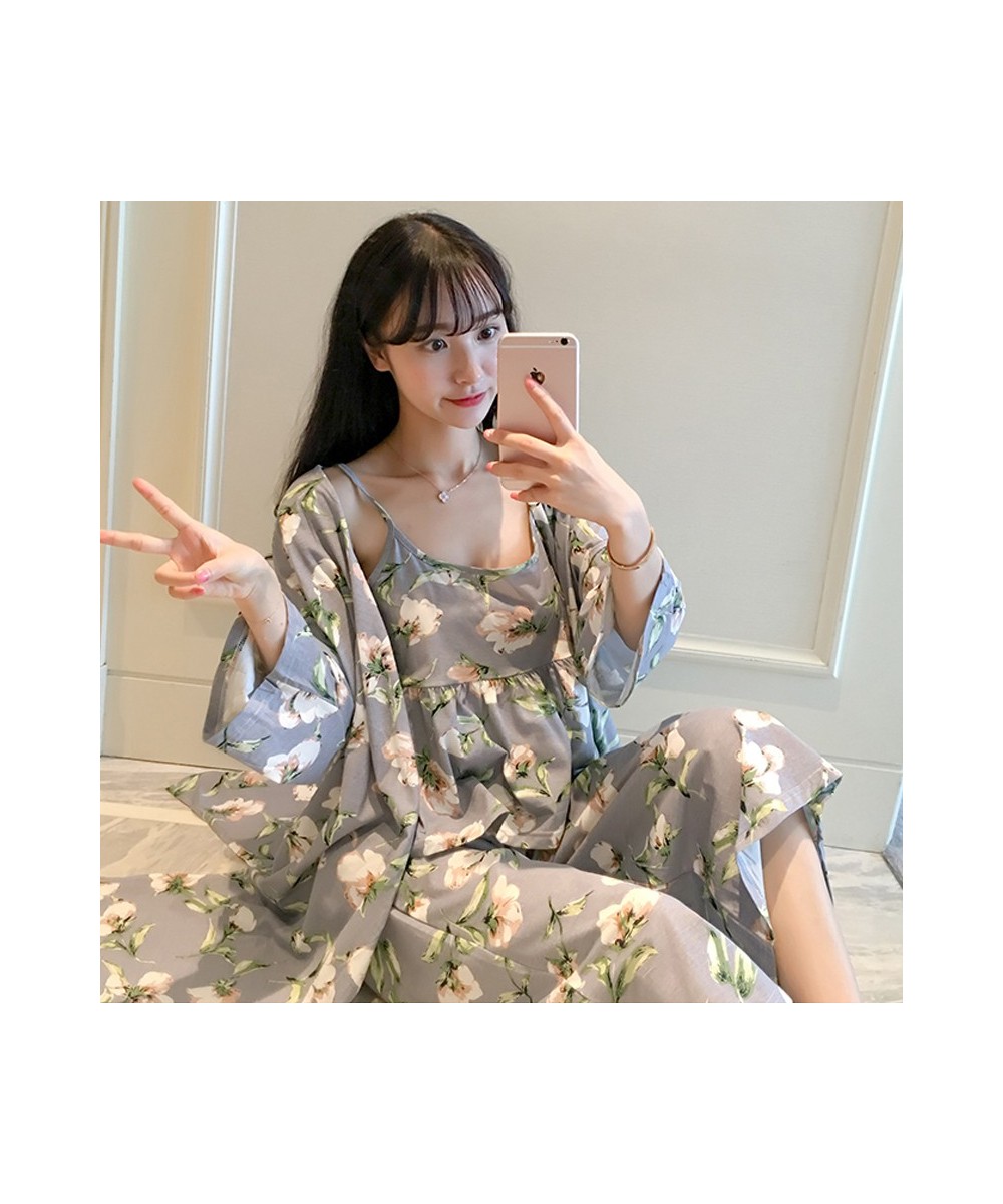 Gown Sets Women Korean Style Daily Printed Sweet Womens Robes Trendy Breathable Elegant Clothing Homewear Soft Students Femal...