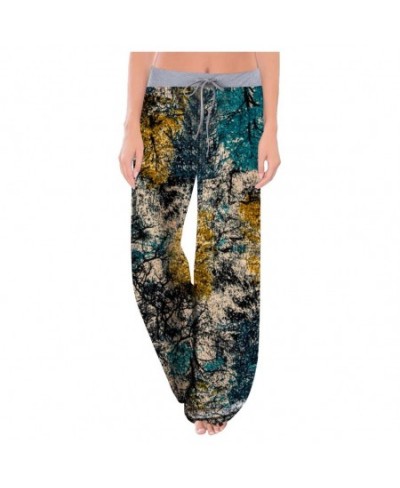 2023 Women Women's Pants Loose Floral Print Casaul Comfy Stretch Print Drawstring Wide Leg Long Pants Trousers Pajamas Plus $...