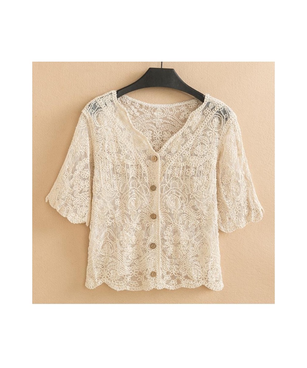 Cardigan Women Lace Patchwork Vintage Style All-match Single Breasted Female Leisure Loose Summer See Through Fashion New $27...