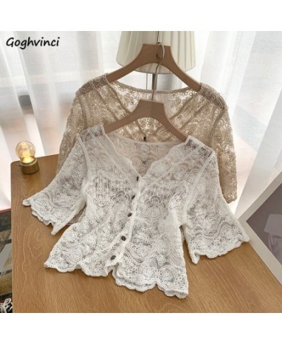 Cardigan Women Lace Patchwork Vintage Style All-match Single Breasted Female Leisure Loose Summer See Through Fashion New $27...